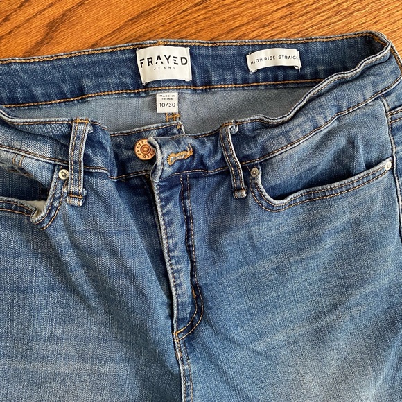 FRAYED high rise straight jeans - Picture 2 of 5